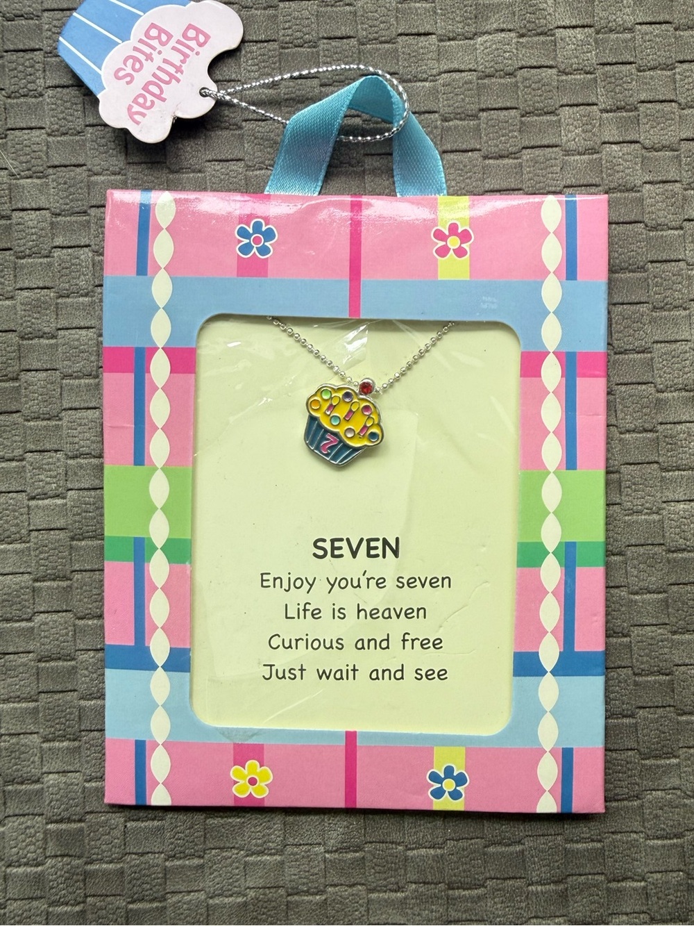 Girls 7 7th birthday cupcake necklace
